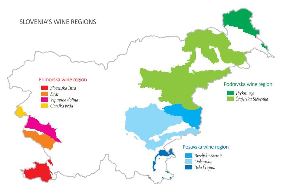 Карта на Словенија вино