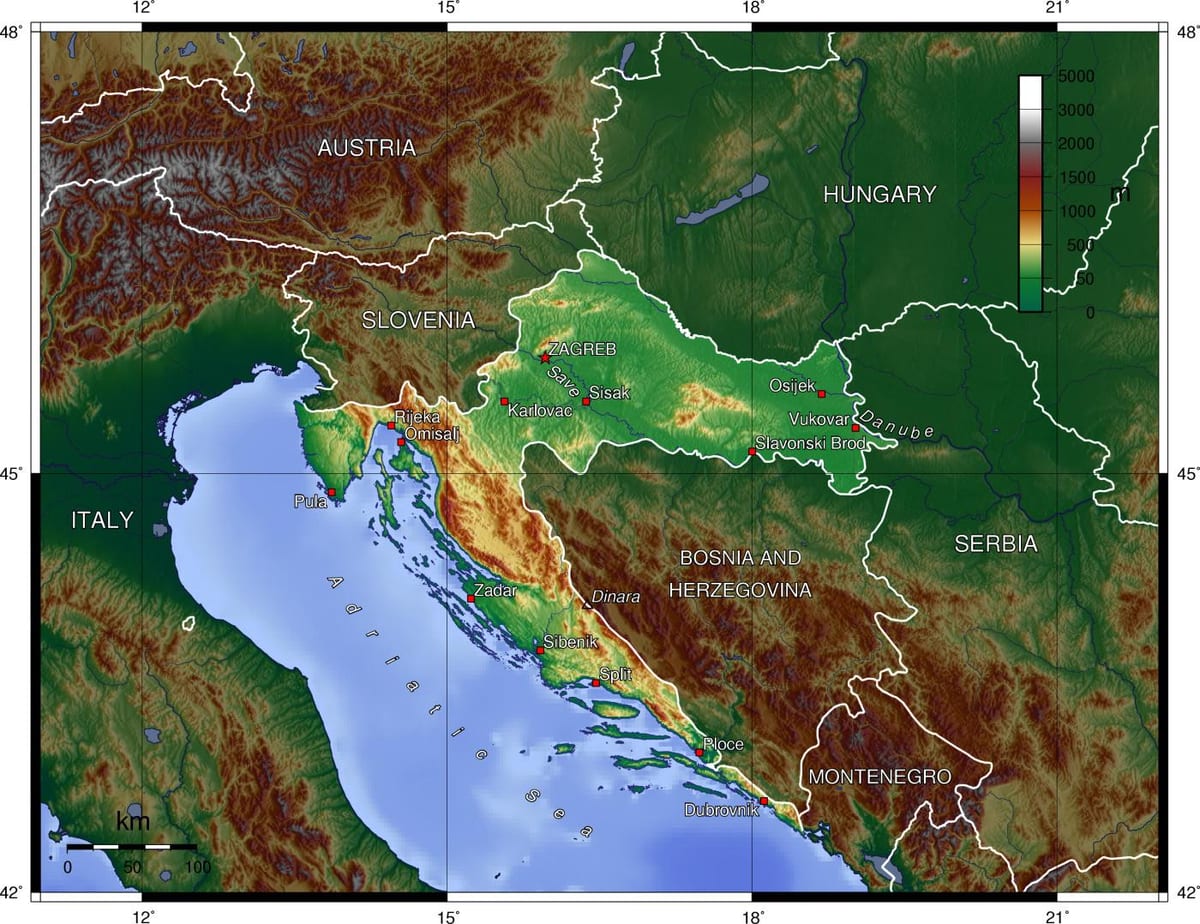Карта на Словенија топографски