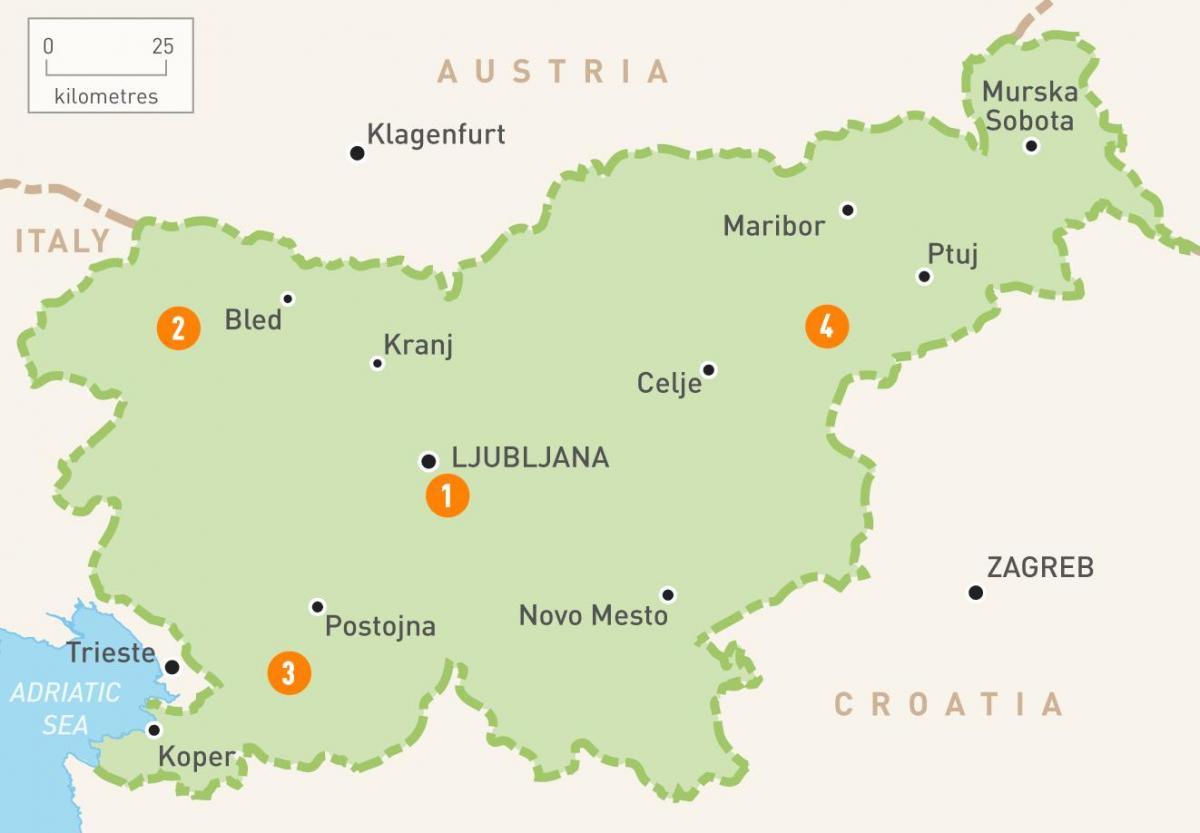 Карта на Словенија региони