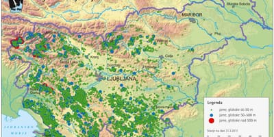 Карта на пештери во Словенија